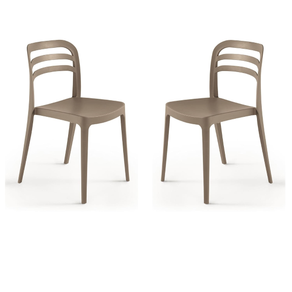 Silla de jardín apilable de polipropileno - DJANGO gris claro 2 piezas