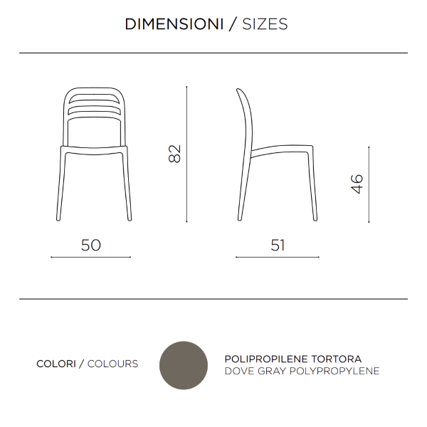 Silla de jardín apilable de polipropileno - DJANGO gris claro 2 piezas