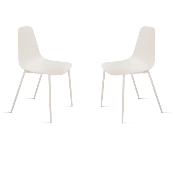 Stuhl aus weißem Polypropylen mit Metallbeinen LUANA 2 Stühle