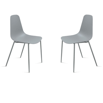 Hellgrauer Stuhl aus Polypropylen mit Metallbeinen LUANA 2 Stühle