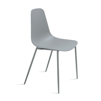 Hellgrauer Stuhl aus Polypropylen mit Metallbeinen LUANA 2 Stühle