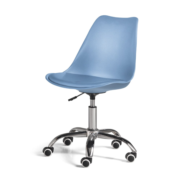 Bürostuhl aus Polypropylen mit Sitz aus Kunstleder mit Metallgestell CARLA blau