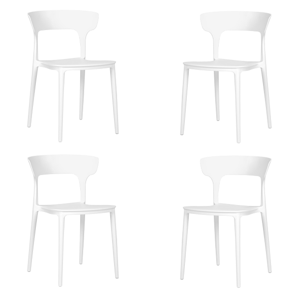 Moderner stapelbarer Küchenstuhl für drinnen und draußen 4 Stühle Weiß - LIAM