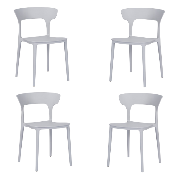 Moderner stapelbarer Küchenstuhl für drinnen und draußen 4 Stühle Grau - LIAM