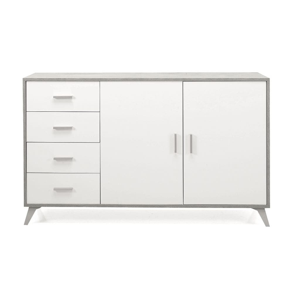 Sideboard with 2 doors and 4 drawers 158 cm in Cemento melamine - ARIEL