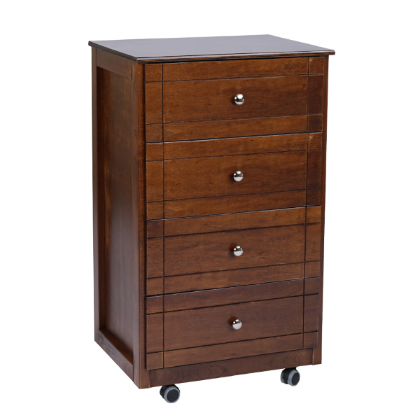 Kitchen trolley chest of drawers with wooden top Giada Walnut