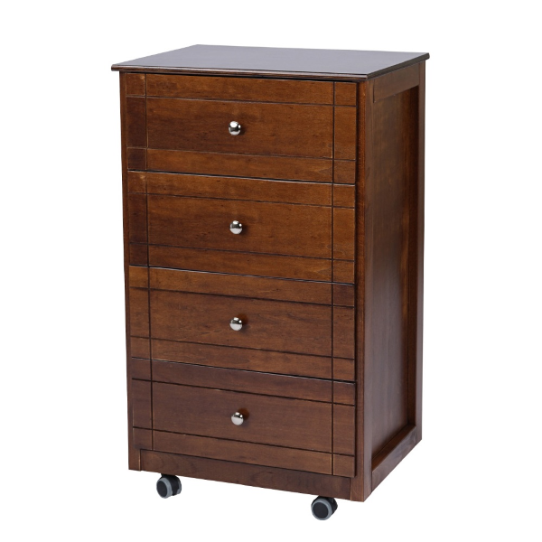 Kitchen trolley chest of drawers with wooden top Giada Walnut