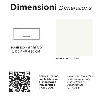 Moderner hängender Badezimmerschrank 120 CLASSIC mit 2 Schubladen und Waschbecken, MATTWEISS