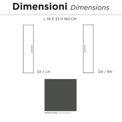 CLEIDE modern reversible bathroom column with 1 matt anthracite door
