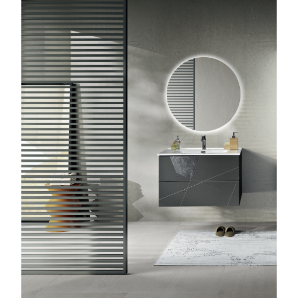 CRIZIA base 80 modern suspended bathroom cabinet with anthracite washbasin