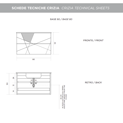 CRIZIA base 80 modern suspended bathroom cabinet with anthracite washbasin