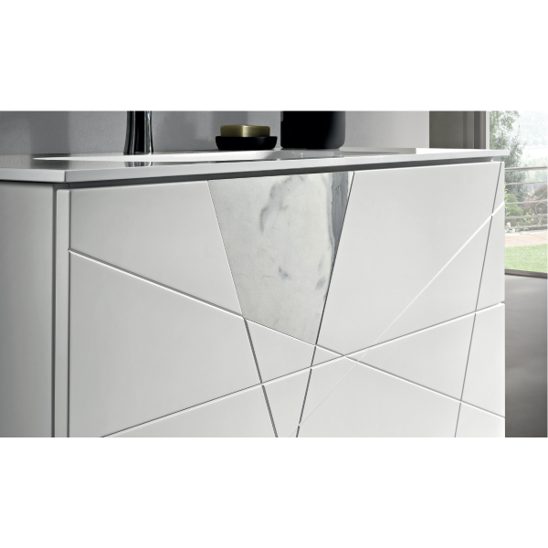CRIZIA modern suspended bathroom cabinet base 120 ,with sink, MATT WHITE