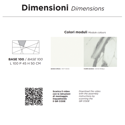 CRIZIA base 100 modern suspended bathroom cabinet with washbasin,MATT WHITE 