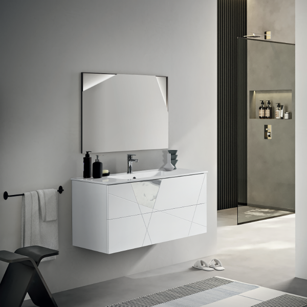 CRIZIA base 100 modern suspended bathroom cabinet with washbasin,MATT WHITE 