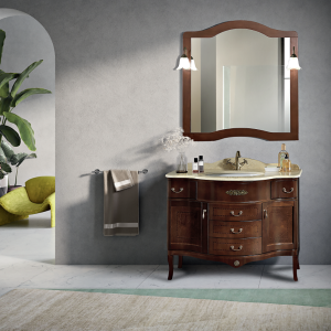 LONDON classic style free-standing bathroom cabinet with 3 drawers and 2 doors with sink walnut 