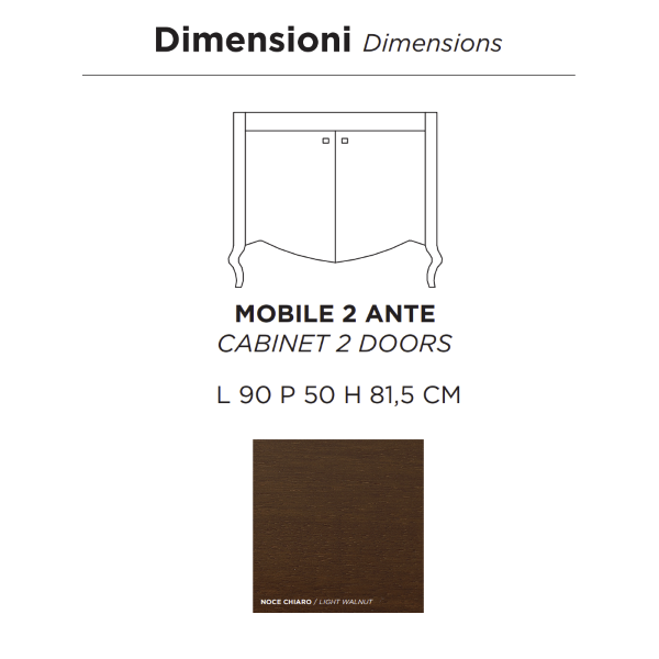 MARTINA classic style bathroom cabinet with two doors and walnut washbasin