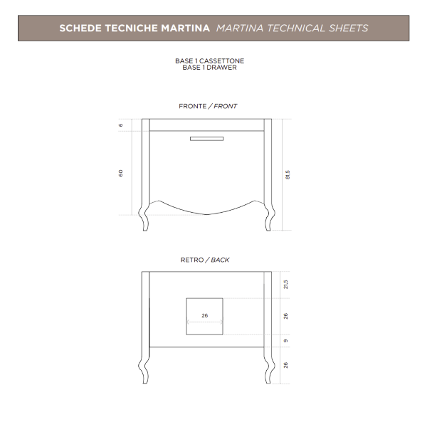 Mueble de baño clásico MARTINA 90 cm - Blanco mate - Cajonera - Lavabo y espejo