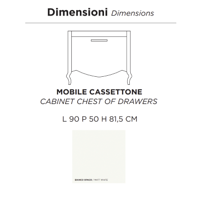 Mueble de baño clásico MARTINA 90 cm - Blanco mate - Cajonera - Lavabo y espejo