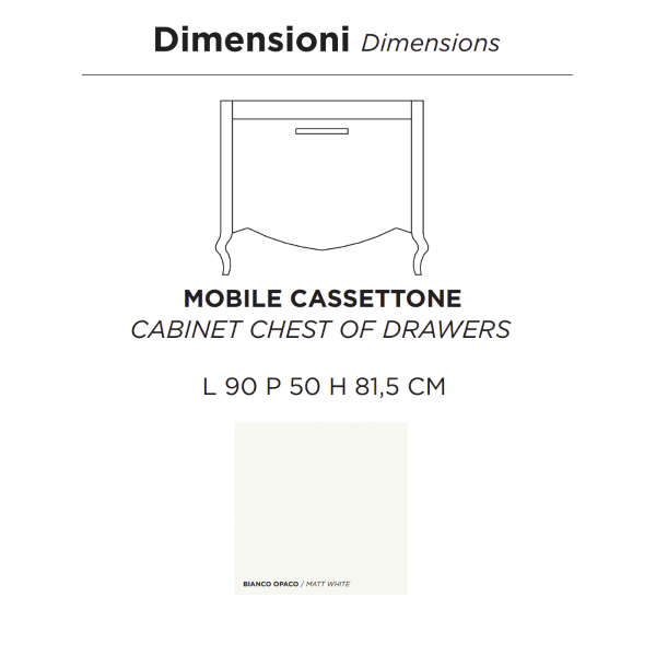 Mueble de baño clásico MARTINA 90 cm - Blanco mate - Cajonera - Lavabo y espejo