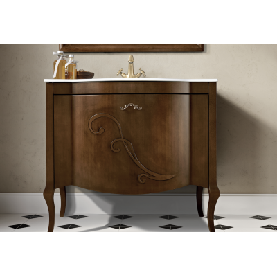 Mobile bagno classico MARTINA 90 cm - Noce - Cassettone - Lavabo e specchio