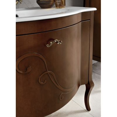 Mobile bagno classico MARTINA 90 cm - Noce - Cassettone - Lavabo e specchio