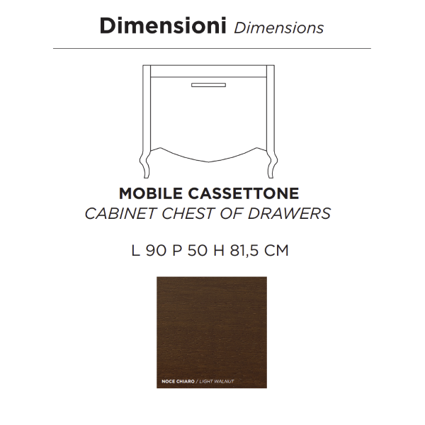 Mobile bagno classico MARTINA 90 cm - Noce - Cassettone - Lavabo e specchio