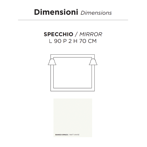 Specchio da bagno 90x70 cm con due applique in stile classico MARTINA bianco