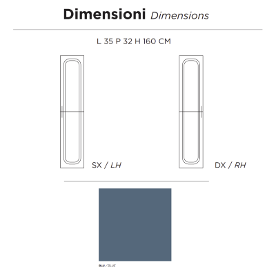 CASPIO columna de baño moderna reversible con 1 puerta AZUL