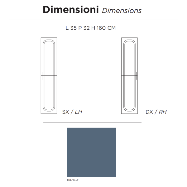 CASPIO columna de baño moderna reversible con 1 puerta AZUL