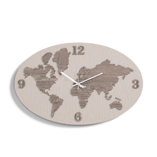 Orologio da parete 70x45 cm PLANISFERO in legno laminato TRS