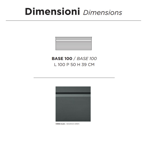 Modern suspended bathroom cabinet with 100 RIO base with GREEN ALGA countertop washbasin