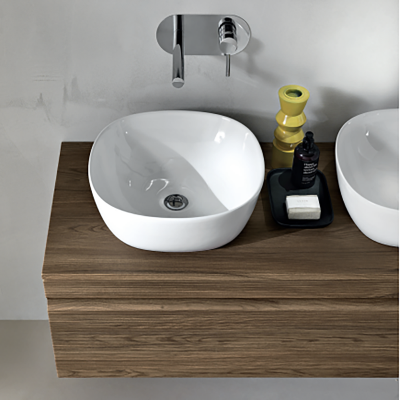 Bagno completo sospeso con base 120 specchio LED e 2 lavabi da appogio -  RIO Tek