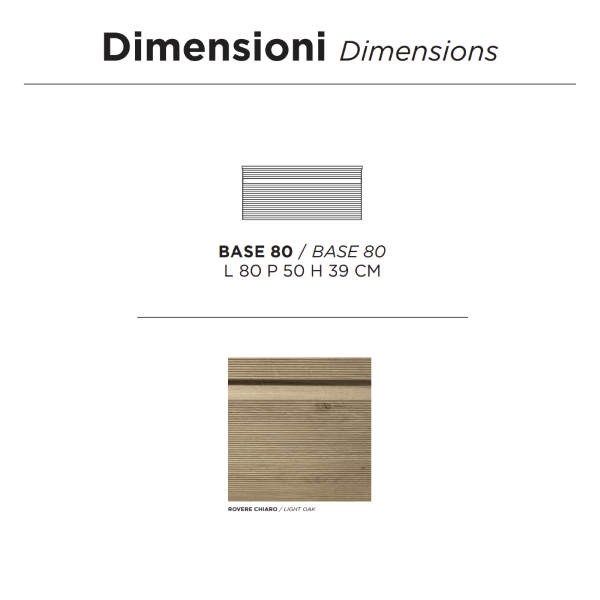 Bagno completo sospeso con doppia base 80 e lavabo e 2 specchi -  RIO Rovere chiaro