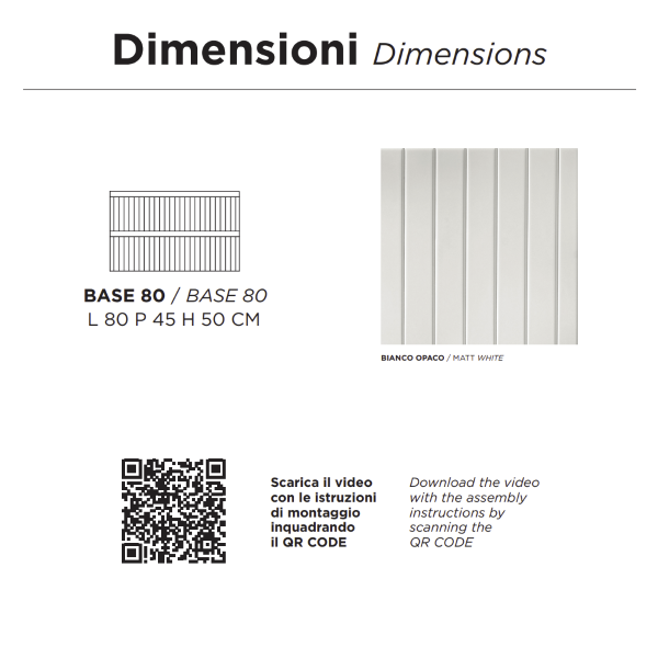 Modern suspended bathroom cabinet with ARTICO 80 base with 2 drawers and MATT WHITE sink