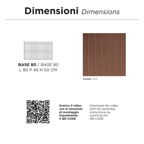 Moderner hängender Badezimmerschrank mit ARTICO 80-Untergestell mit 2 Schubladen und RUGGINE-Waschbecken