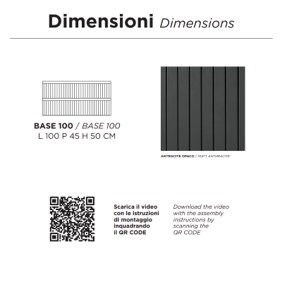 Modern suspended bathroom cabinet with ARTICO 100 base with 2 drawers and MATT ANTHRACITE washbasin