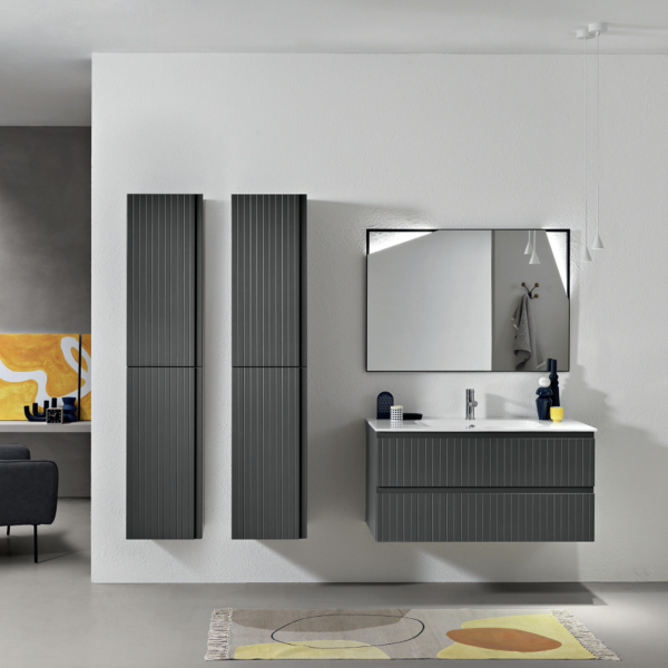 Modern wall-mounted bathroom cabinet with 120 ARTICO base, 2 drawers, and ANTHRACITE washbasin
