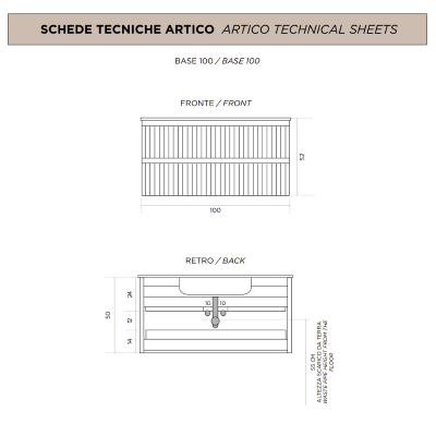 Moderner hängender Badezimmerschrank mit 100 ARTICO-Untergestell mit 2 Schubladen und BLAUEM Waschbecken