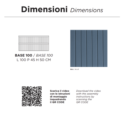Moderner hängender Badezimmerschrank mit 100 ARTICO-Untergestell mit 2 Schubladen und BLAUEM Waschbecken