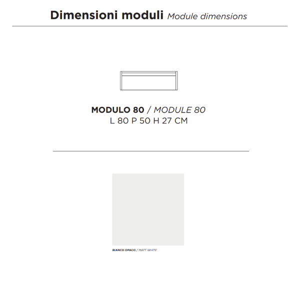 PIAVE suspended bathroom drawer 80 cm in white melamine