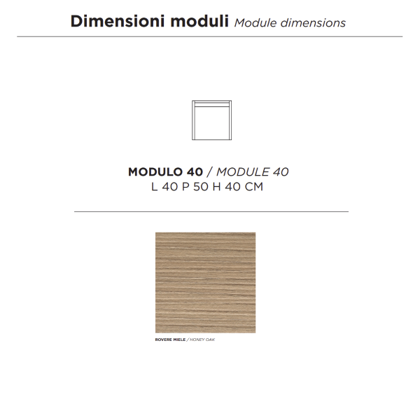Hängender Badezimmerschrank mit 1 Tür 40 cm aus PIAVE-Eichenmelamin