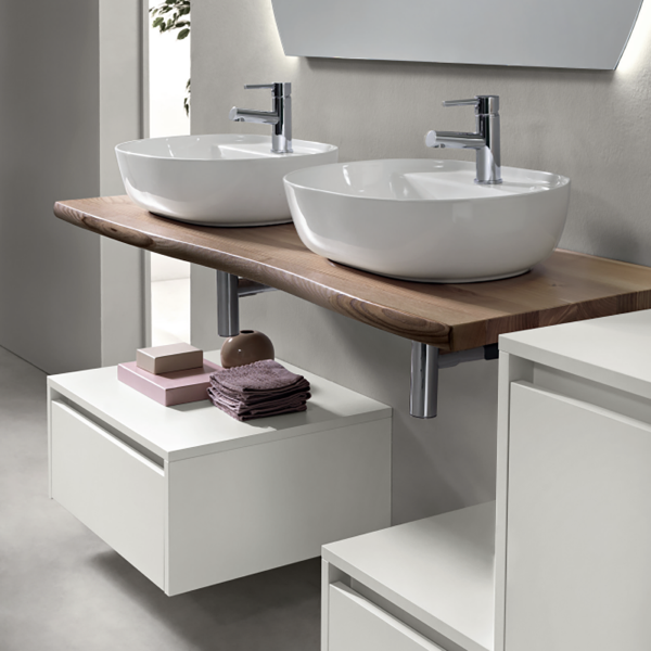 BREIS Natural suspended wooden bathroom sink shelf 140 cm