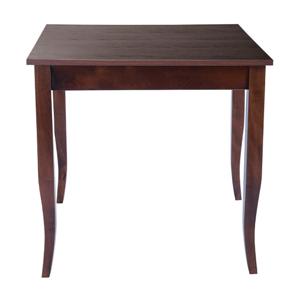 Tavolo fisso in legno con gamba a sciabola RISTORANTE misura 80x80 NOCE