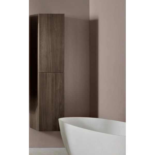 PIAVE modern reversible bathroom column with 2 doors in American Walnut