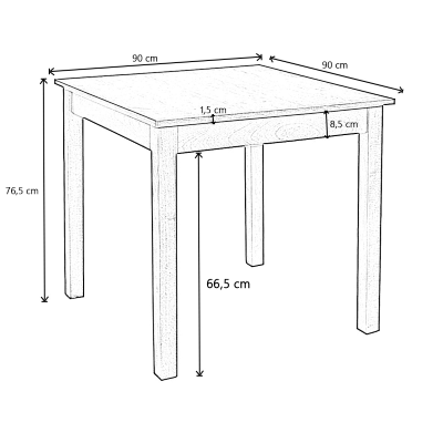 Fixed wooden table square leg RESTAURANT measures 90x90 white