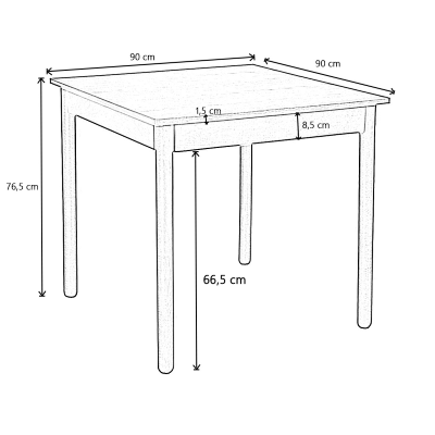 Fixed wooden table with round legs RESTAURANT measuring 90x90 white