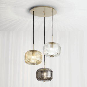 ODETTE hanging lamp with 3 lights in blown glass millerighi COLORS