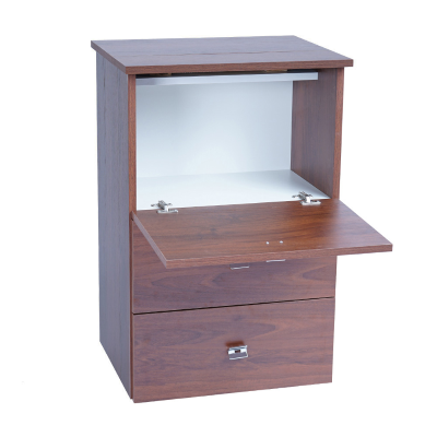 Retractable ironing board cabinet in walnut wood 55x85h cm with 1 door and 2 drawers