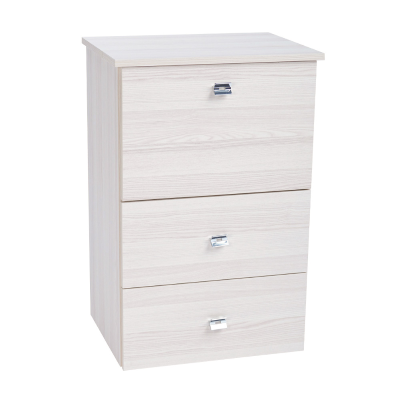 Mueble tabla de planchar retráctil en madera de roble 55x85h cm con 1 puerta y 2 cajones