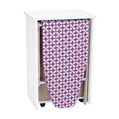 Mobile asse stiro a scomparsa in legno Bianco 55x85h cm con 1 anta e 2 cassetti
